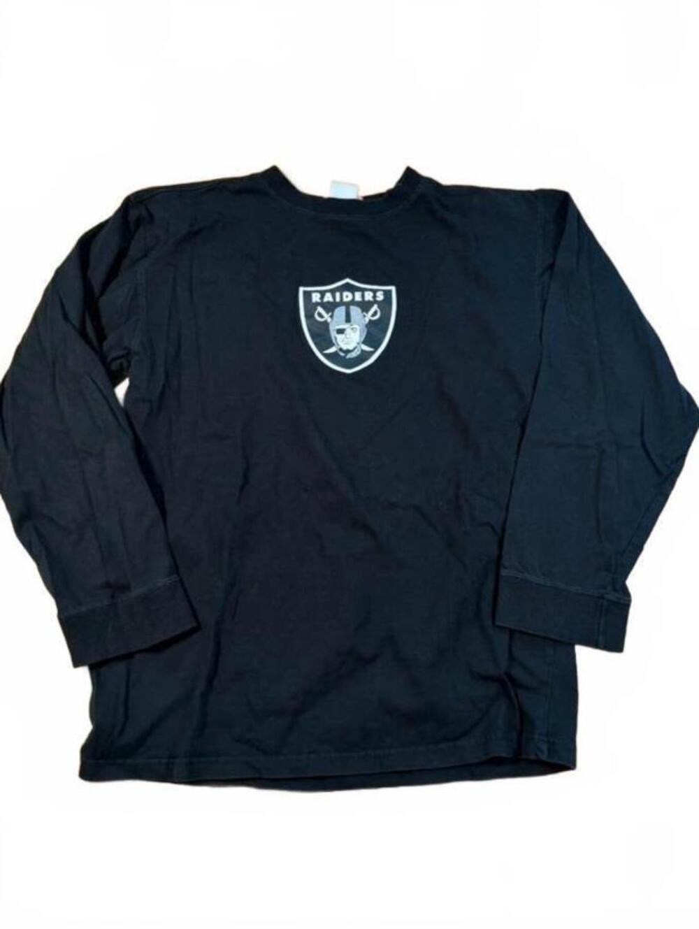 NFL Branded Raiders Black Long Sleeve Cotton Shirt Size M Unisex
